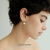 Organic Loop Pearl Drop Earrings
