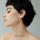 Organic Loop Pearl Drop Earrings