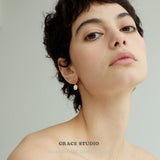 Organic Loop Pearl Drop Earrings