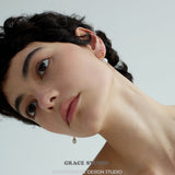 Organic Loop Pearl Drop Earrings