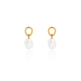 Organic Loop Pearl Drop Earrings