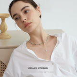 Moss Green Multicolor Stone Bead Choker Necklace