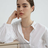 Rope-Edge Oval Pendant Necklace