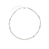 Moss Green Multicolor Stone Bead Choker Necklace