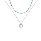 Moss Green Multicolor Stone Bead Choker Necklace