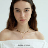 Mixed Gemstone Pearl Bead Choker Necklace