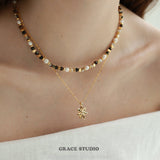 Mixed Gemstone Pearl Bead Choker Necklace