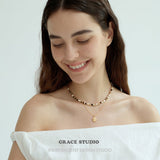 Mixed Gemstone Pearl Bead Choker Necklace