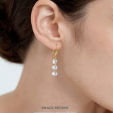 Triple Zircon Drop Earrings
