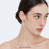 Triple Zircon Drop Earrings