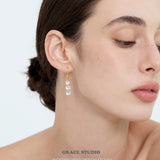 Triple Zircon Drop Earrings