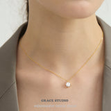 Elegant Round Zircon Solitaire Pendant Necklace