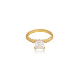 Elegant Emerald-Cut Zirconia Solitaire Ring