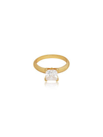 Elegant Emerald-Cut Zirconia Solitaire Ring - Grace Studio