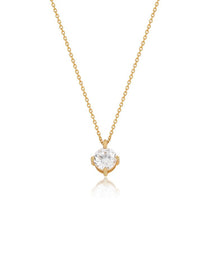 Elegant Round Zircon Solitaire Pendant Necklace - Grace Studio