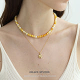 Lustrous Shell Bead Choker Necklace
