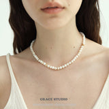 Lustrous Shell Bead Choker Necklace