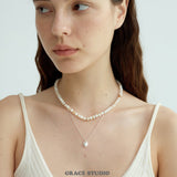 Lustrous Shell Bead Choker Necklace
