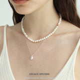 Lustrous Shell Bead Choker Necklace