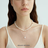 Lustrous Shell Bead Choker Necklace
