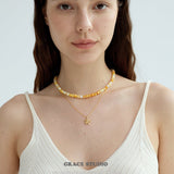 Lustrous Shell Bead Choker Necklace