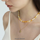 Lustrous Shell Bead Choker Necklace