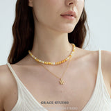 Lustrous Shell Bead Choker Necklace