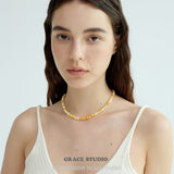 Lustrous Shell Bead Choker Necklace