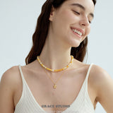 Lustrous Shell Bead Choker Necklace