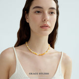 Lustrous Shell Bead Choker Necklace