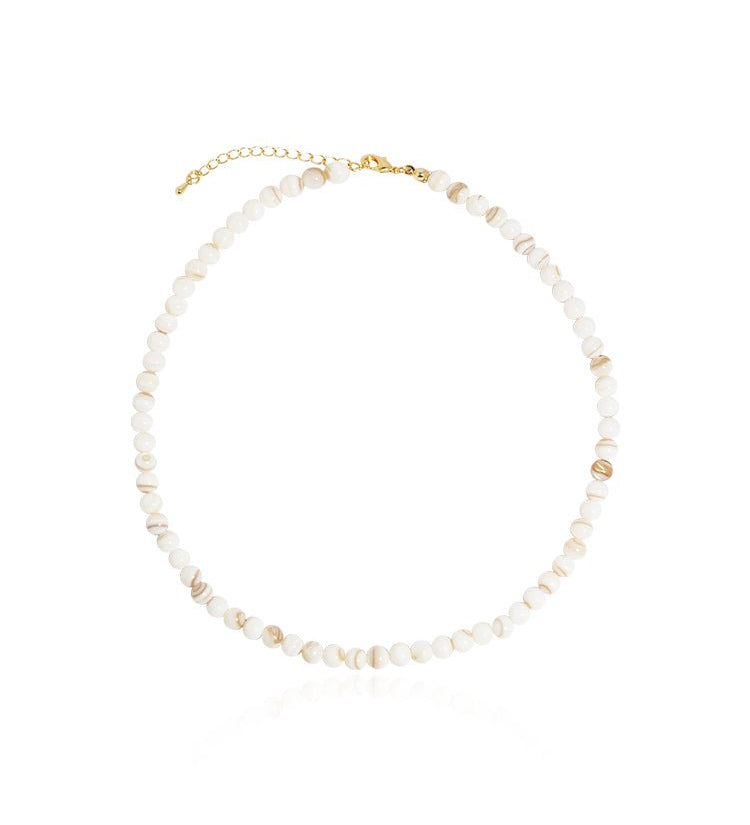 Lustrous Shell Bead Choker Necklace