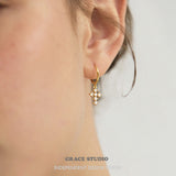 Dainty Zirconia Cross Dangle Hoop Earrings