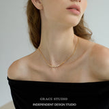 Tapered Zircon Curve Pendant Necklace