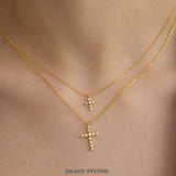 Radiant Zirconia Cross Pendant Necklace