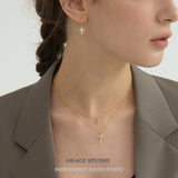 Radiant Zirconia Cross Pendant Necklace