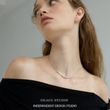 Tapered Zircon Curve Pendant Necklace