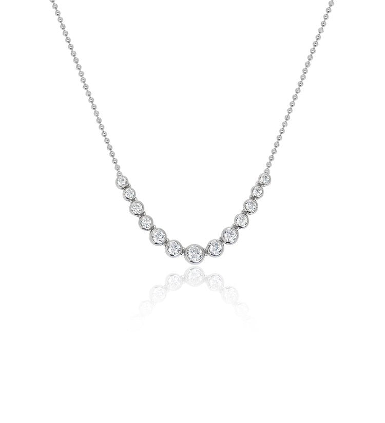 Tapered Zircon Curve Pendant Necklace