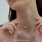 Tiger Eye Round Pendant Necklace