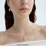 Thorn-Tipped Sculpted Heart Drop Earrings