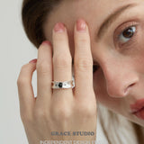 Textured Agate Open Ring