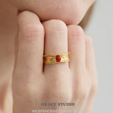 Textured Agate Open Ring