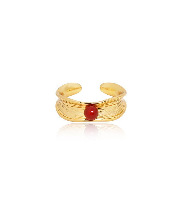Textured Agate Open Ring