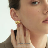 Compact Triple Dome Hoop Earrings