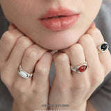 Vintage Antiqued Silver Natural Stone Ring