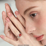 Vintage Antiqued Silver Natural Stone Ring