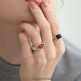 Vintage Antiqued Silver Natural Stone Ring