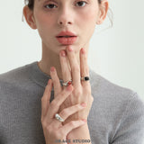 Vintage Antiqued Silver Natural Stone Ring