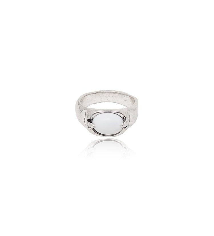 Vintage Antiqued Silver Natural Stone Ring