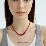 Graduated Red Agate Bead Necklace