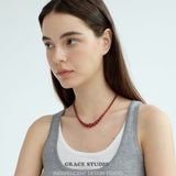 Graduated Red Agate Bead Necklace